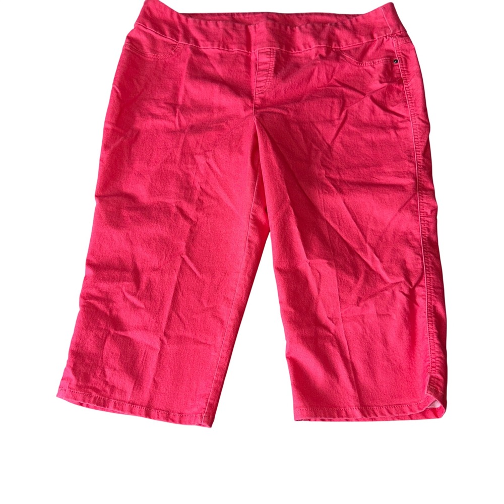 CJ Banks Capri Pants 20W Coral Pink Pull On Stretch Cropped Trousers